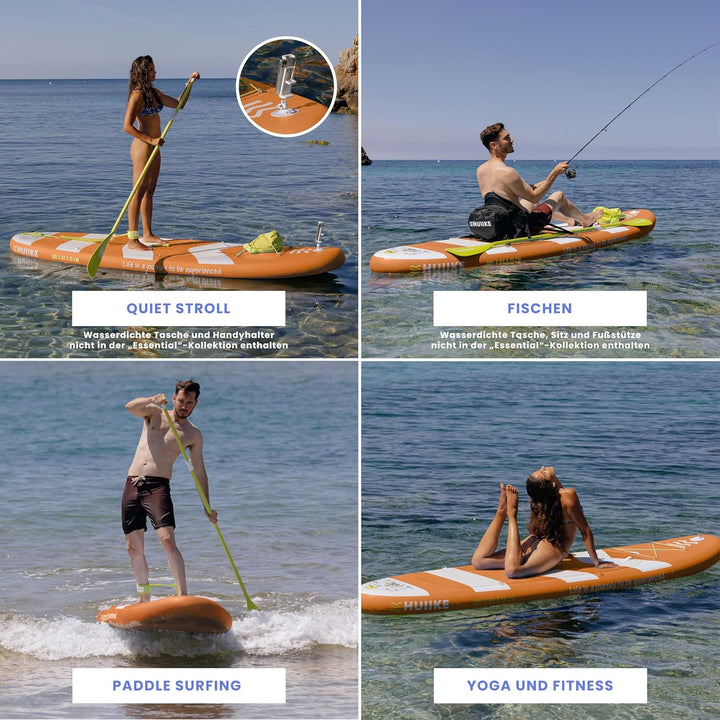 HUIIKE Stand Up Paddling Board mit Zubehör, Paddel, Finnen, Pumpe. Paddle Sup Board Aufblasbar Hohe