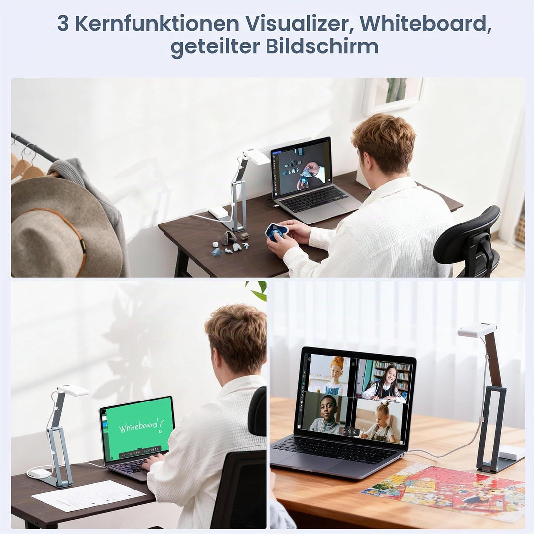 Dokumentenkamera Scanner USB Mobil: 16MP 4K A3 Dokumentenscanner mit Autofokus AI Rauschreduzierung