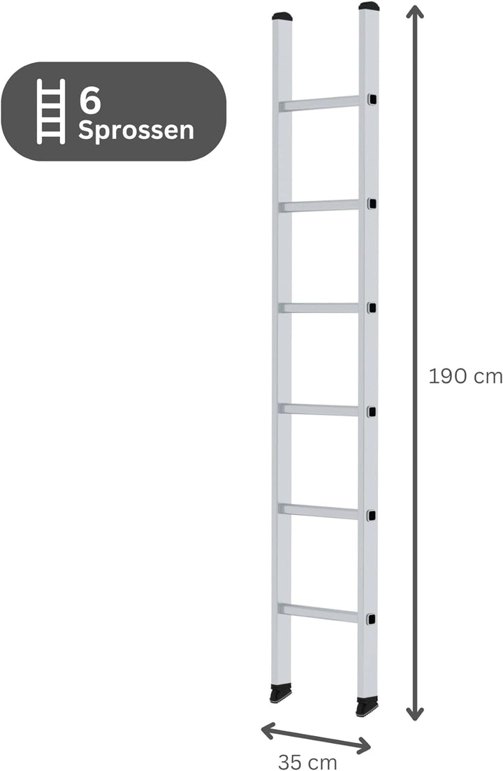 PROREGAL Sprossen-Anlegeleiter 350mm breit ohne Traverse | 6 Sprossen | Leiter, Teleskopleiter, Trit