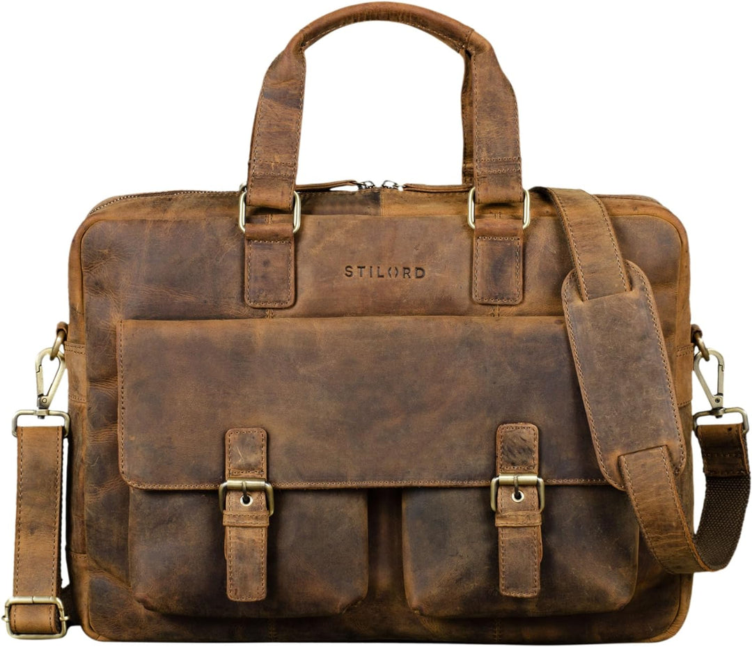 STILORD 'Alonso' Vintage Businesstasche Echtleder Grosse Aktentasche Arbeitstasche für Herren Damen