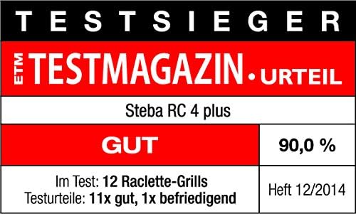 Steba Premium Raclette RC 4 Plus Deluxe | Made IN Germany | Antihaft-Druckguss-Grillplatte | Naturst