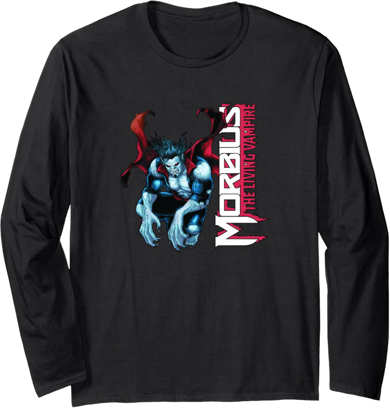 Marvel Morbius The Living Vampire Crouching Logo Langarmshirt