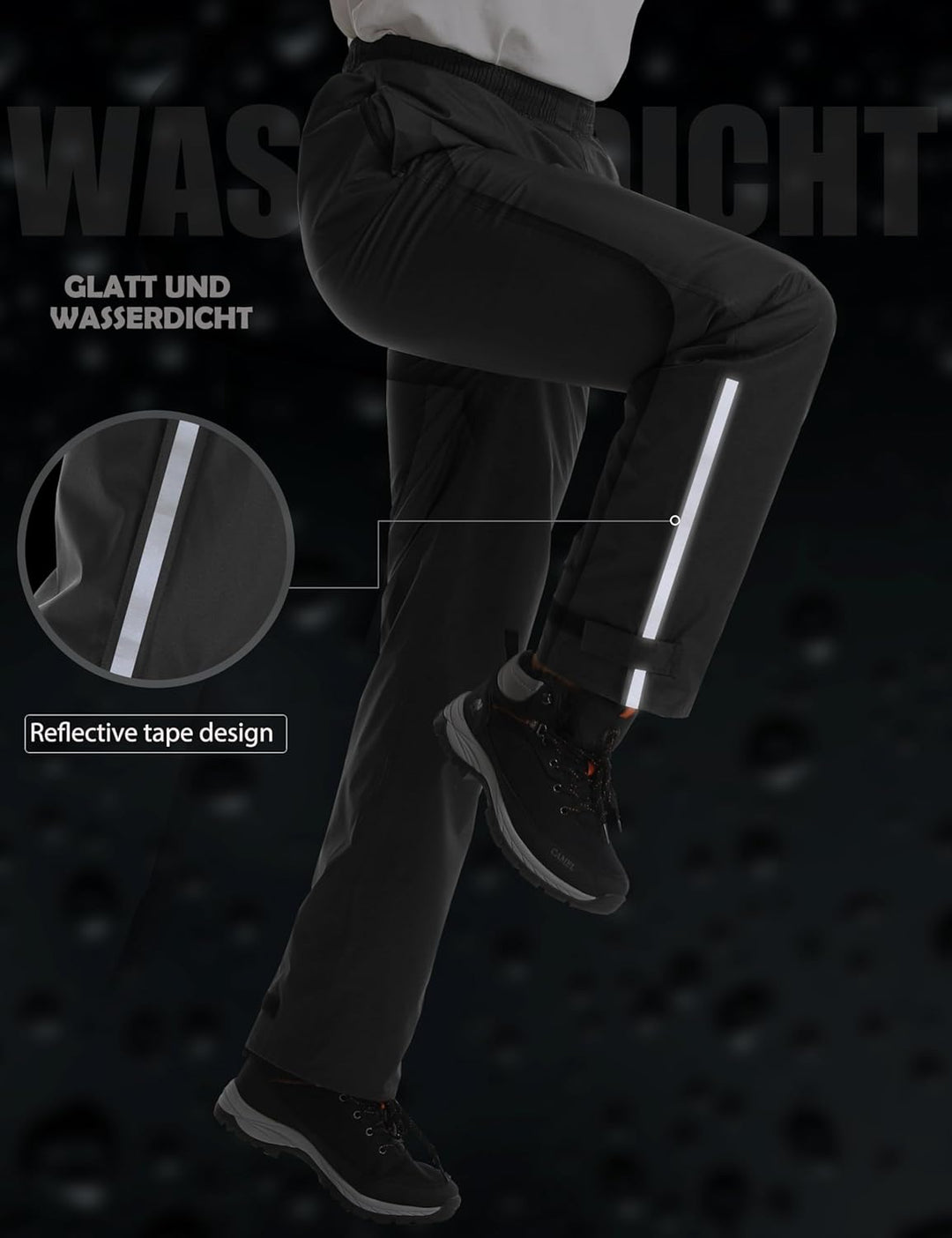 Coutyuyi Regenhose für Herren wasserdichte Leichte Winddichte Outdoorhose zum Wandern Camping Golf L