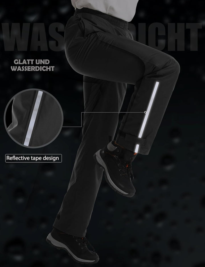 Coutyuyi Regenhose für Herren wasserdichte Leichte Winddichte Outdoorhose zum Wandern Camping Golf L
