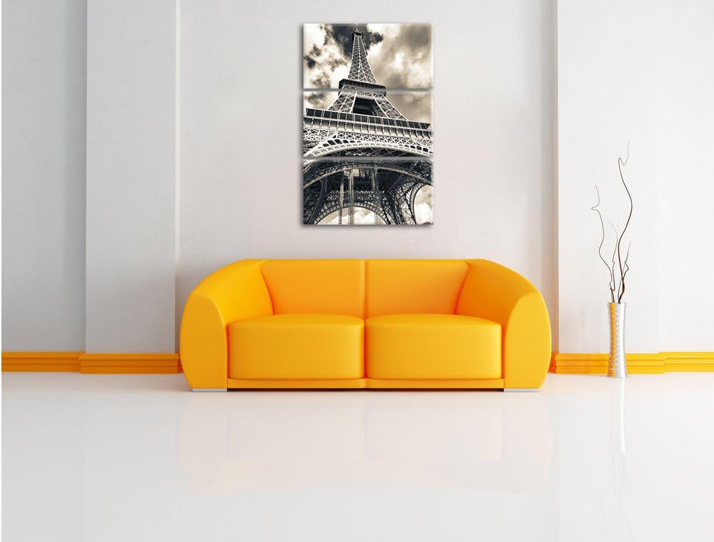 Pixxprint Prächtiger Eifelturm in Paris / 3-Teilig/Gesamtmass 120cm Leinwandbild bespannt auf Holzra