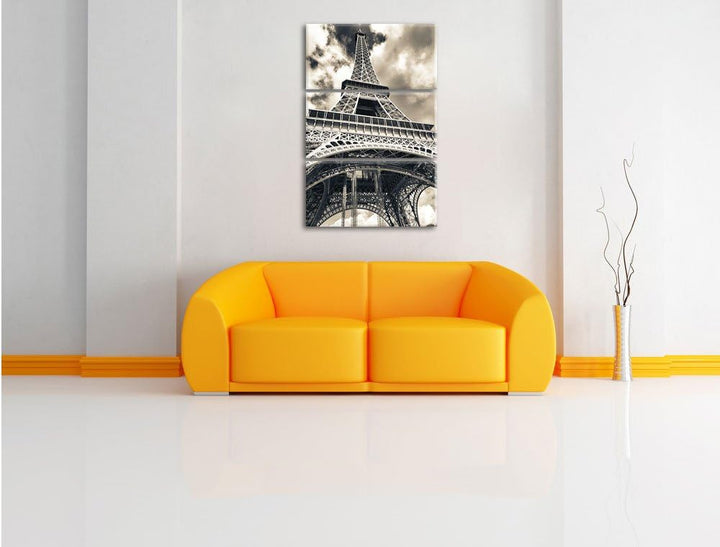 Pixxprint Prächtiger Eifelturm in Paris / 3-Teilig/Gesamtmass 120cm Leinwandbild bespannt auf Holzra