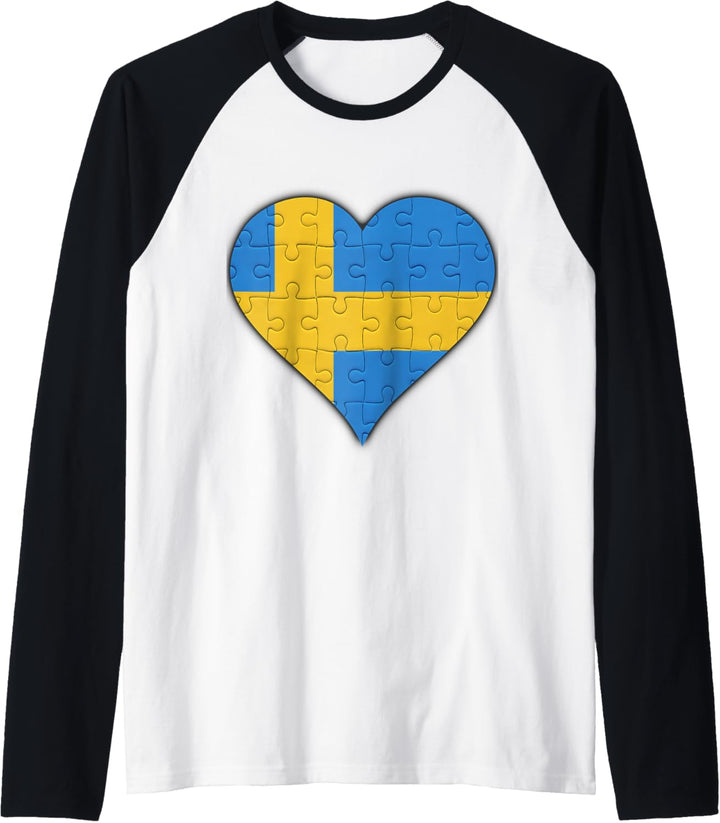 Schweden Schwedische Flagge Herz Raglan