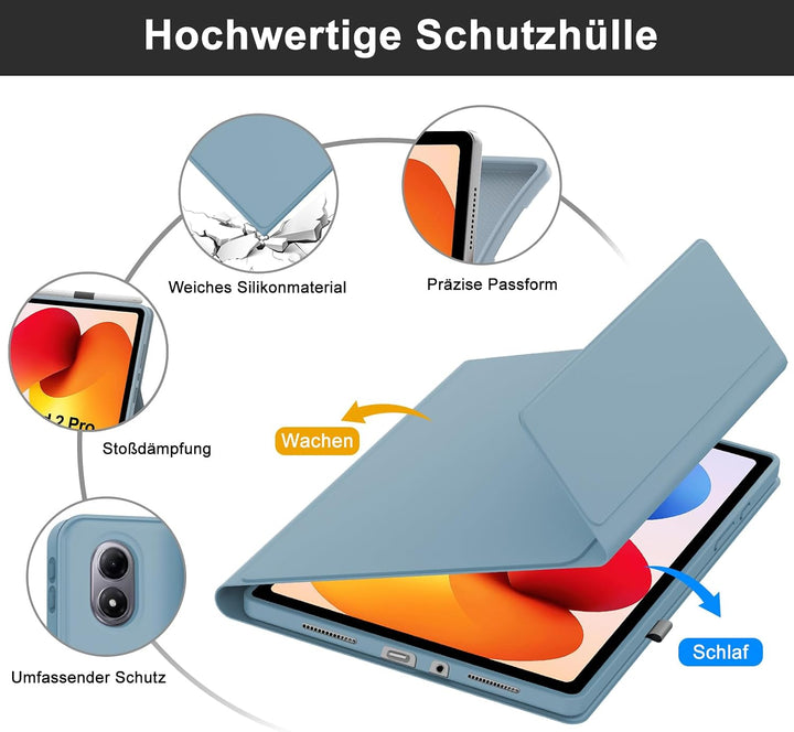 Tastatur Hülle für XIAOMI REDMI Pad 2 Pro 12.1"/Xiaomi Redmi Pad Pro 12.1", QWERTZ Deutsches Magneti