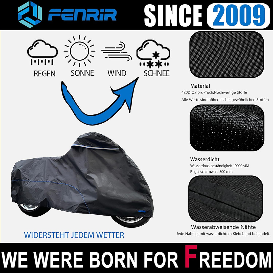 FENRIR 245cm 420DOxford-Stoff Motorrad abdeckplane motorradabdeckungen Outdoor wasserdicht motorradg