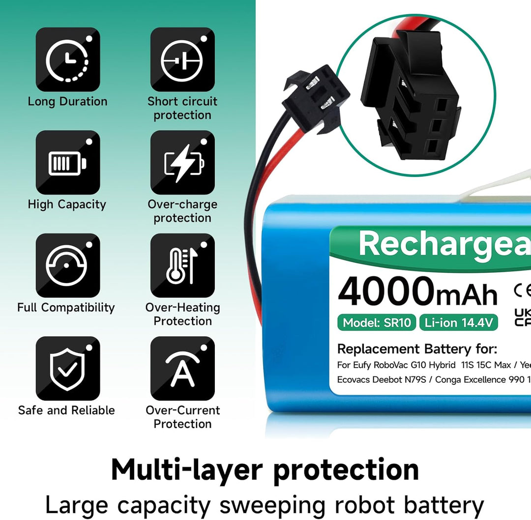 Mspalocell 4000mAh 14,4V Ersatzakku Kompatibel mit Venga RVC 3000,LEFANT T700/M210P/M1,Tesvor X500/S