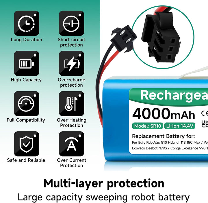 Mspalocell 4000mAh 14,4V Ersatzakku Kompatibel mit Venga RVC 3000,LEFANT T700/M210P/M1,Tesvor X500/S