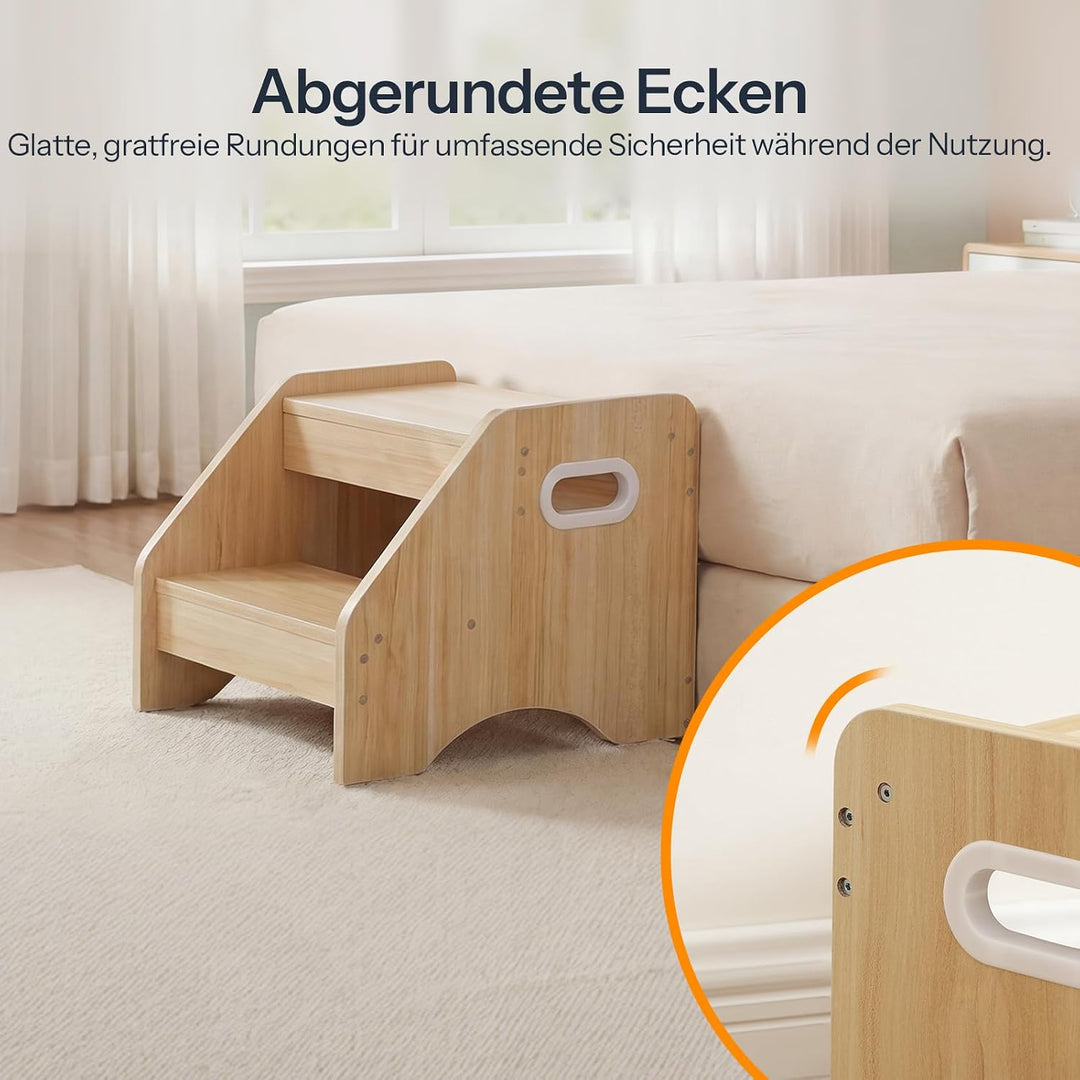 HOOBRO Tritthocker Kinder, 2-stufiger Kinderhocker mit Griffen und Anti-Rutsch-Pads, Kinderschemel f