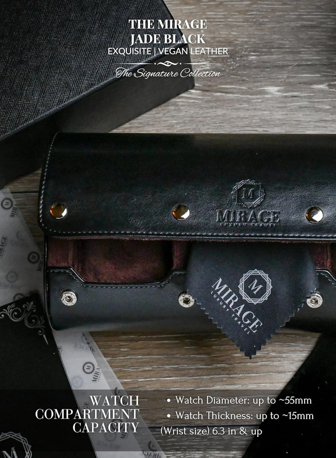Watch Roll Case for Men - Watch Travel Case - Storage Organizer and Display - Mirage Watch Roll Case