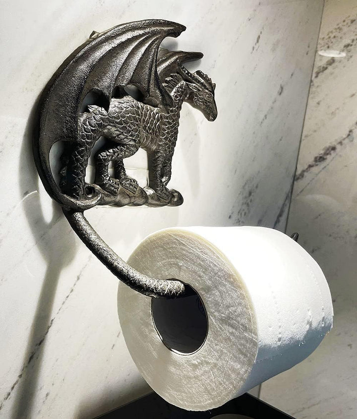 Gothic Dragon Toilettenpapierhalter und Handtuchring-Set, Wandmontage, dekoratives Badezimmerzubehör