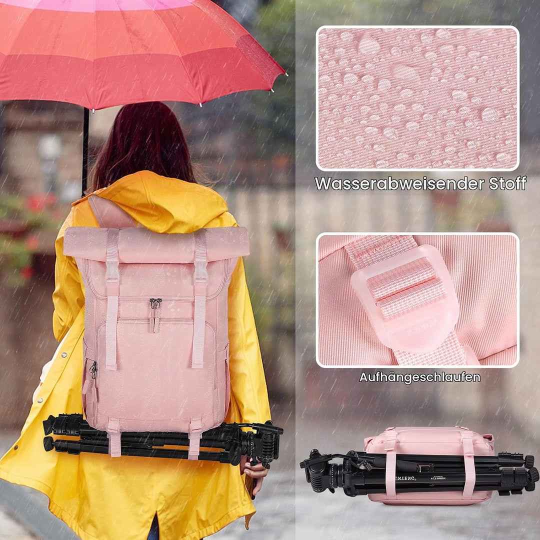 NEWHEY Rolltop Rucksack Herren Damen Reiserucksack Laptop Rucksack 17.3 Zoll Wasserdichter Gross 23L