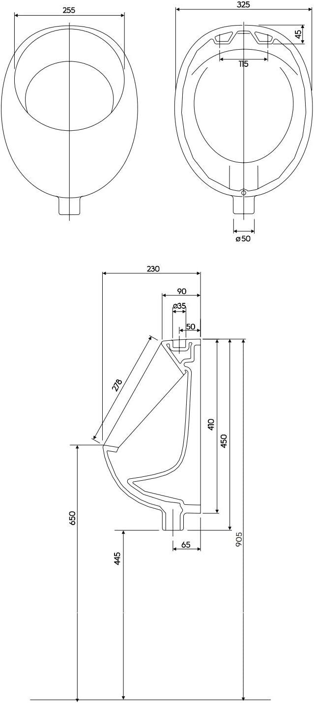 VBChome Urinal Geberit Keramik Zulauf Oben Weiss Modern Hochwertig Pinkelbecken senkrecht Pissoir Pi