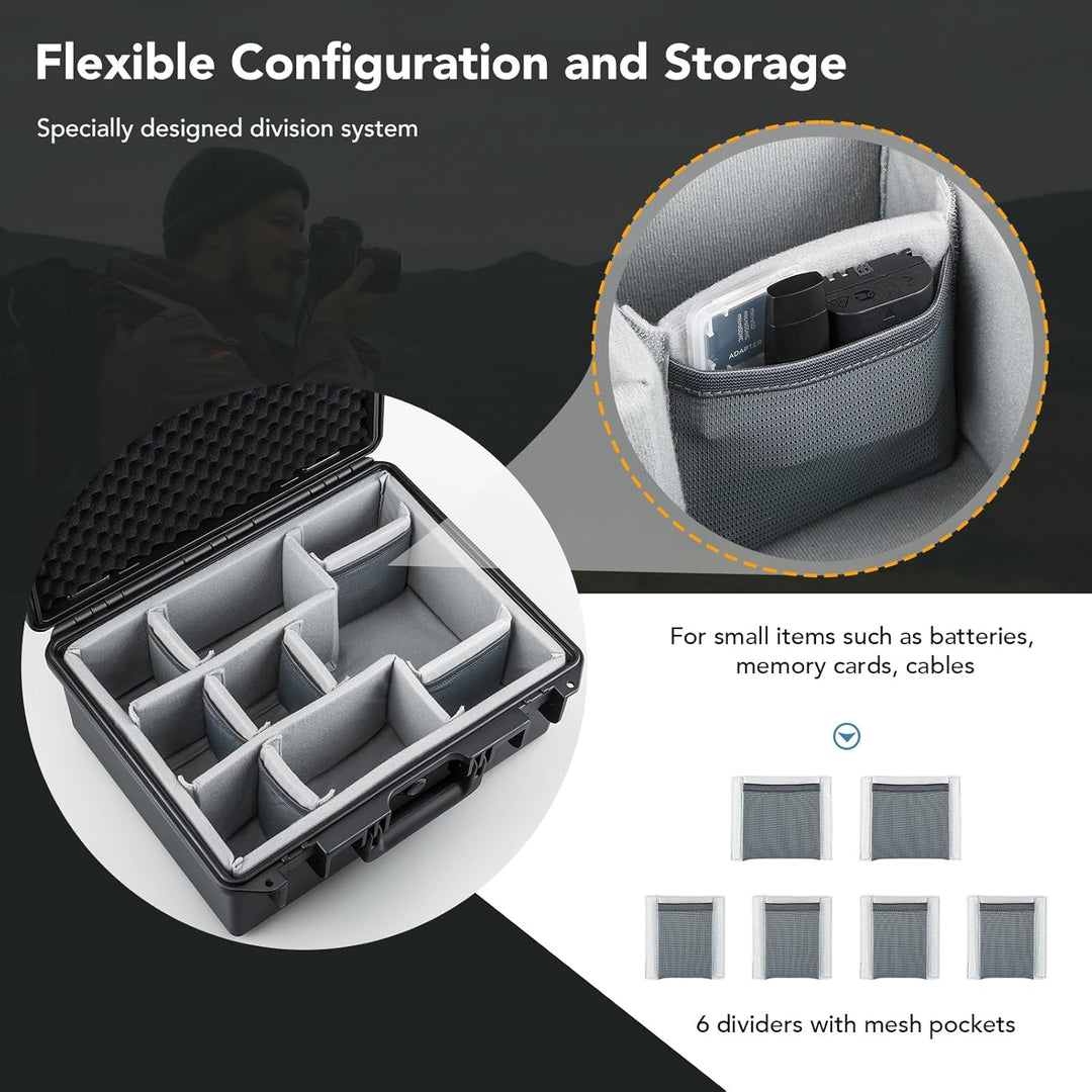 Lykus PVC1 Wasserdicht Koffer Tasche Case mit gepolsterten Trennwänden für Kameras, Objektive, Dual