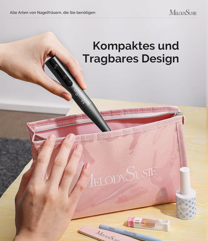 MelodySusie Kabellose Elektrische Nagelfräser 11 in 1 Kit, PC180F 25000RPM Tragbare Nagelfeile Set f