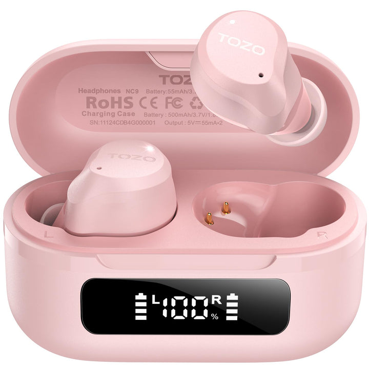 TOZO NC9 In Ear Kopfhörer Kabellos Bluetooth 5.3 mit Hybrid Active Noise Cancelling, 6 Mikrofone für