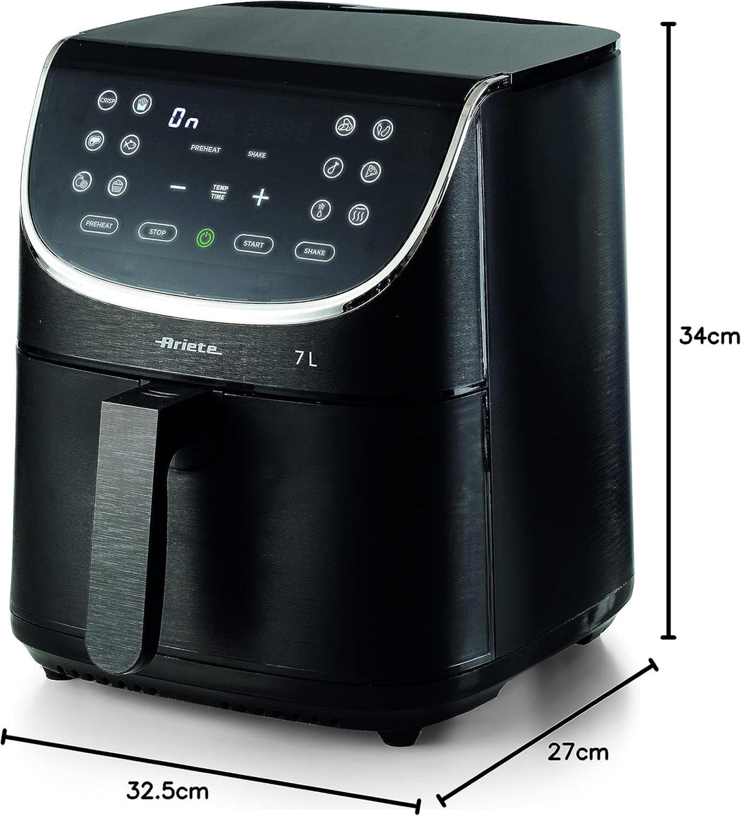 Ariete Airy Fryer 7L 4627, Heissluftfritteuse 7 Liter, 60-Minuten-Timer, LCD- und Touchscreen mit 12