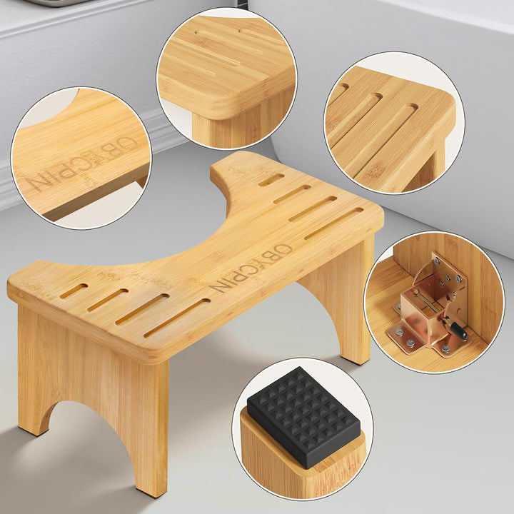Bambus Toilettenhocker für Erwachsene, Klohocker, Ergonomischer WC-Hocker zur Förderung der Darmgesu