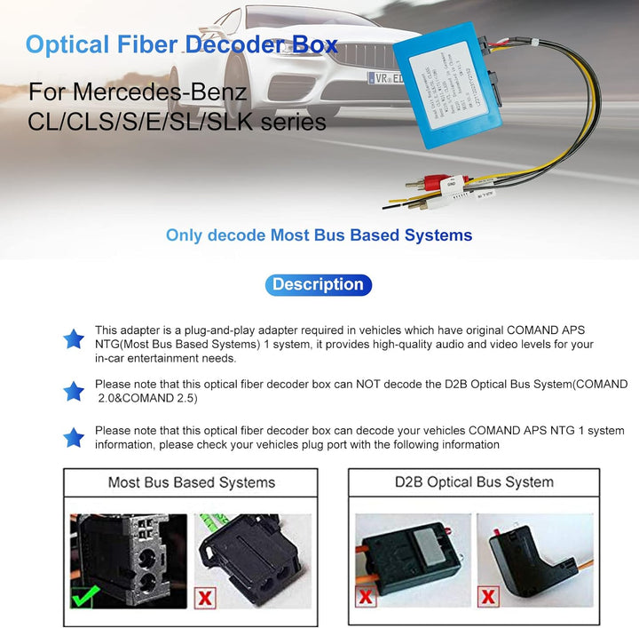 Für Mercedes Benz Android Autoradio Fiber Optic Decoder, Fiber Optic Most Decoder für Mercedes Benz