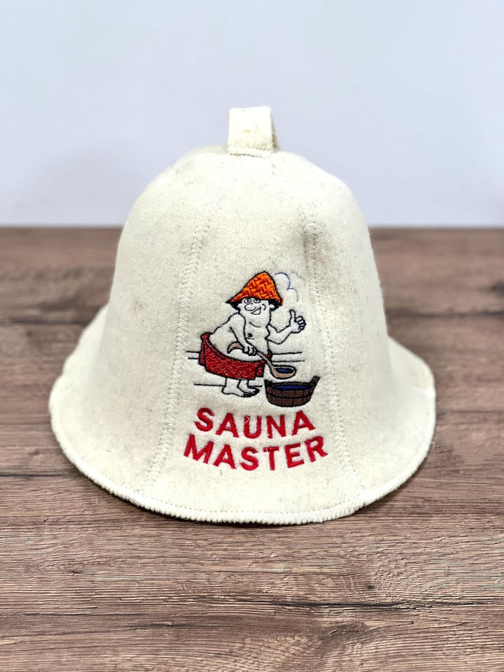 Saunahut aus 100 % Wollfilz, bestickt, zum Schutz des Kopfes vor Hitze