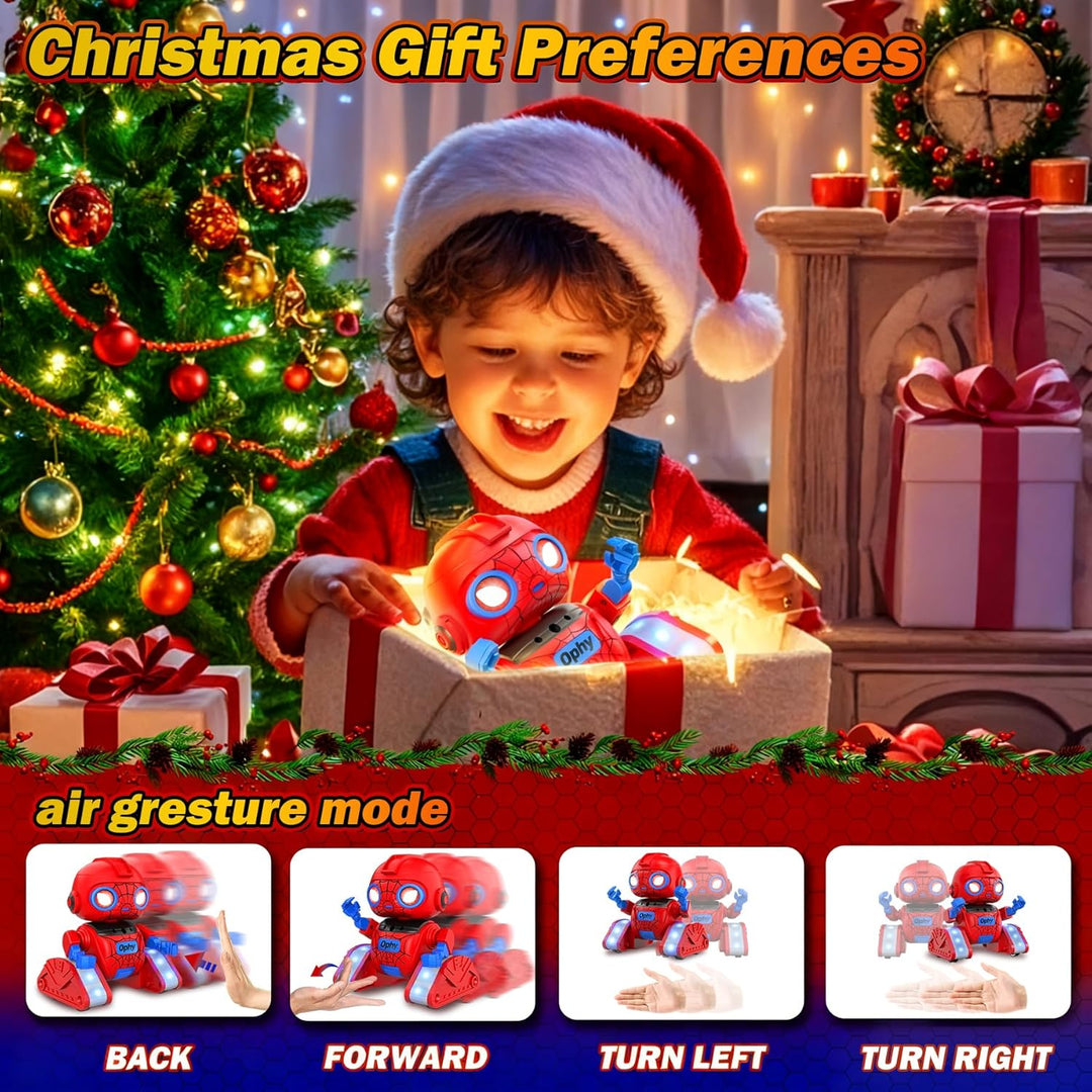 Ophy Roboter Kinder Spielzeug Spider, wiederaufladbar und projizierbar, RC-Roboter mit LED-Augen und