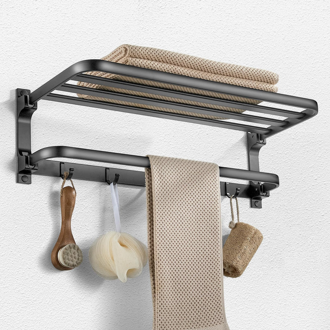 58CM Handtuchhalter Grau, Handtuchhalter Bad aus Aluminium, Wandmontage Bohren Handtuchhalter mit 5
