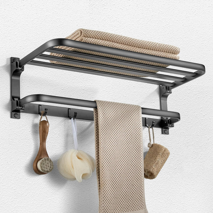 58CM Handtuchhalter Grau, Handtuchhalter Bad aus Aluminium, Wandmontage Bohren Handtuchhalter mit 5