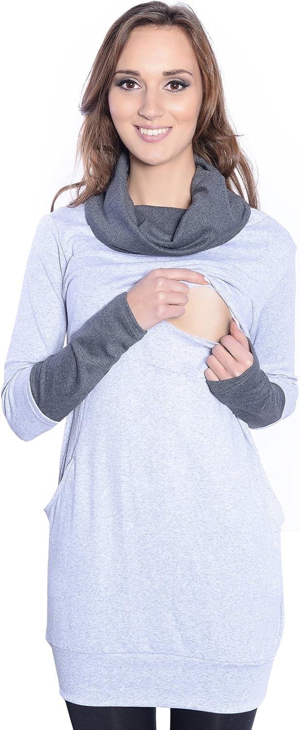 Mija - 2 in1 Stillpullover & Umstandspullover Stilltop Still-Pulli Maddy 7115A M Melange / Graphite,