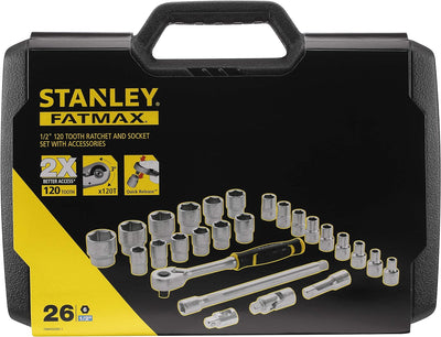 Stanley Fatmax Steckschlüssel-Set (26-teilig, ½“, 6-Kant, im robusten Koffer mit Metalllaschen, für