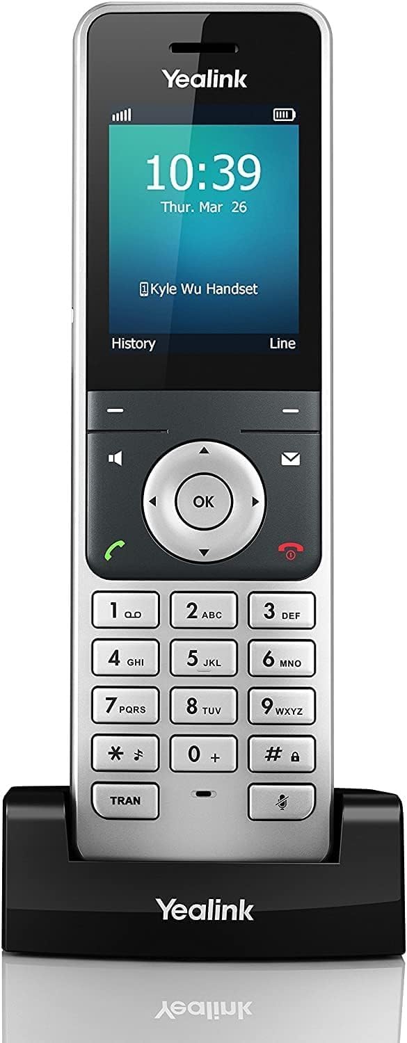 Yealink W56H IP-DECT-Mobilteil Handset Telefon mit Farbdisplay (2,4 Zoll TFT-Farbbildschirm), Basiss