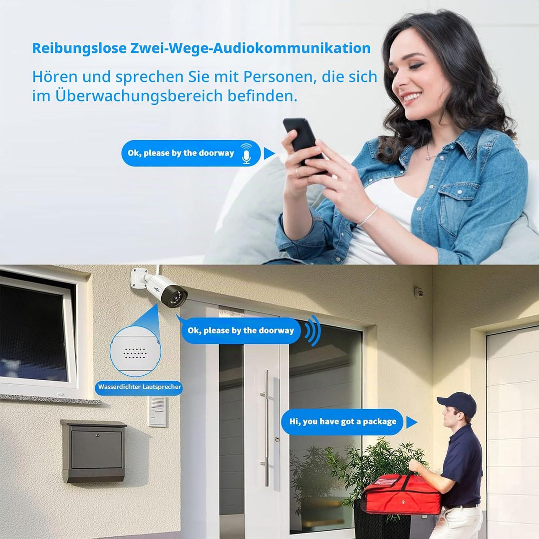 【PTZ-Kamera+Bullet-Kamera】 Hiseeu Überwachungskamera Set Aussen WLAN,5MP Überwachungskamerasystem mi