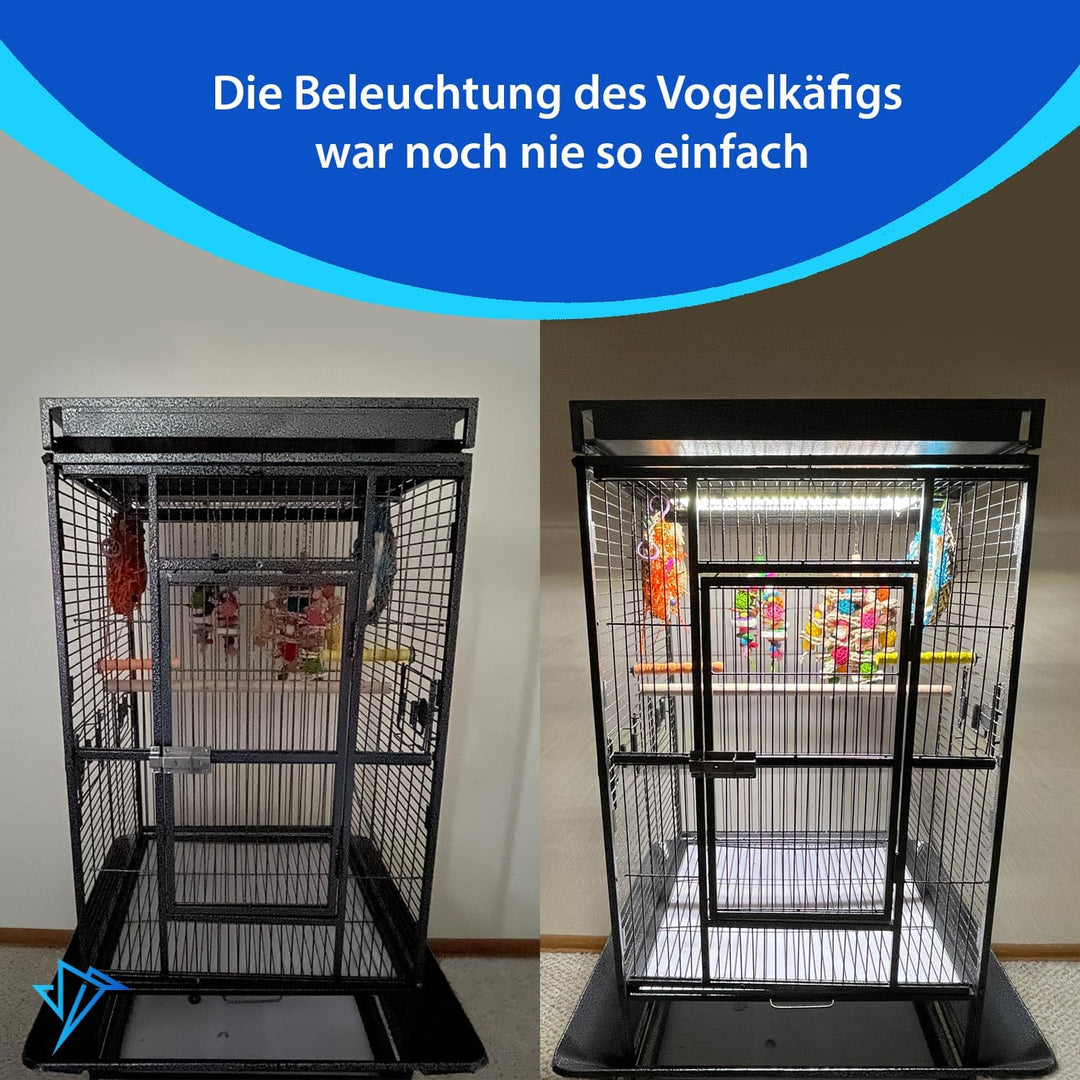 M&M Cage Company HappyBird Vogellampe mit Knabberschutz | Vollspektrum LED Tageslichtlampe für Vögel