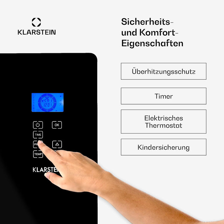 Klarstein Elektroheizung, Konvektor-Heizung mit, Mobile Elektroheizung Energiesparend, Leise Heizung