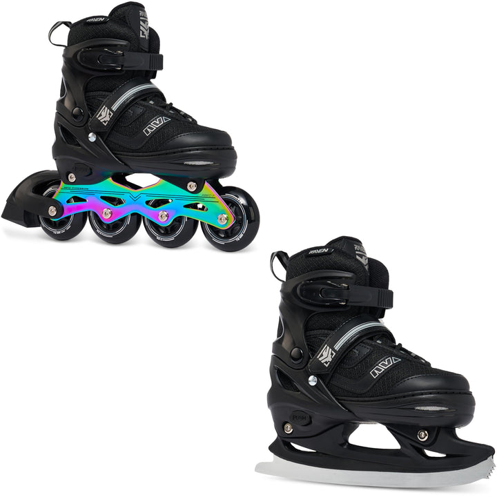 RAVEN Inline Skates Inliner für Kinder und Erwachsene OPTIONAL 2in1 mit Schlittschuhen verstellbar 3