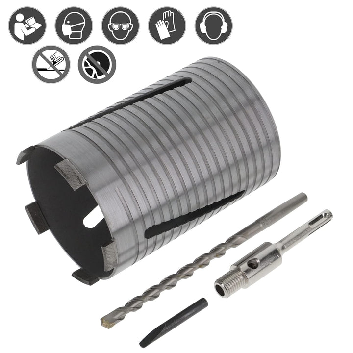 PRODIAMANT Diamant Bohrkrone ø 112mm Nutzlänge 150mm mit SDS Adapter lasergeschweisst für trocken Bo