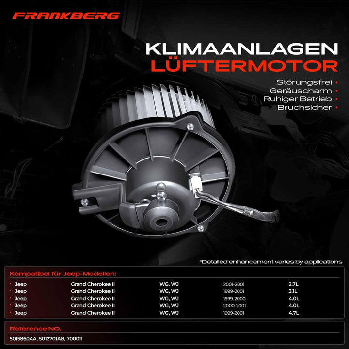 Frankberg Gebläsemotor Lüftermotor Innenraumgebläse Kompatibel mit Grand Cherokee II WJ WG 2.7L-4.9L