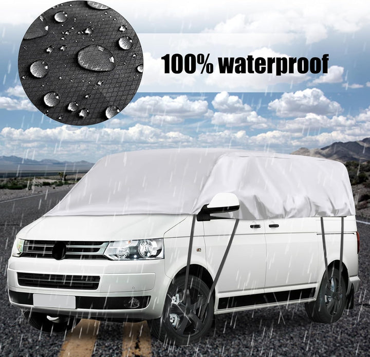 Autoabdeckung Wasserdicht Ersatz für VW T5 T6 LWB, Sonnenfest Hälfte Autoabdeckung, Halbgarage UV Be