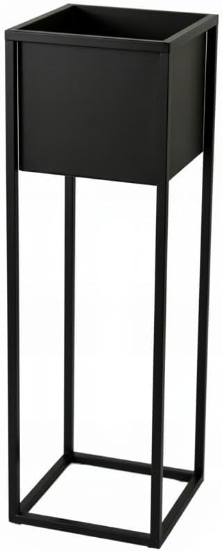 Pflanzenständer Reno - 21x21x70cm - Farbe Schwarz - für Zimmerblumen - Metallregal - Dekorativer Tis