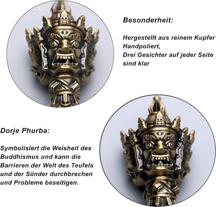 Tibetischen Buddhismus Vajra Phurba, Messing Dorje Phurpa mit Sockel Exorzismus Amulett Maskottchen