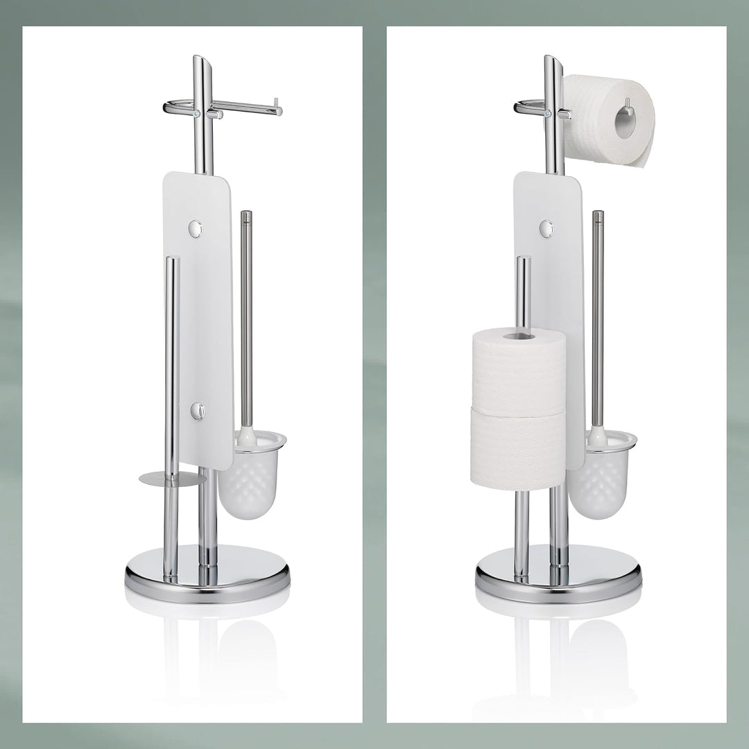 kela Toilettengarnitur Ken mit Ersatzrollenhalter, Metall, silber glänzend, offener Bürstenbehälter,