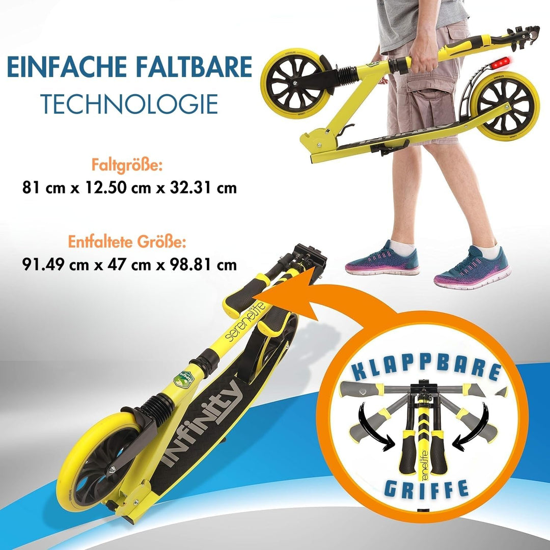 SereneLife Roller für Kinder & Erwachsene, Unisex-Tretroller, Cityroller, klappbar & höhenverstellba