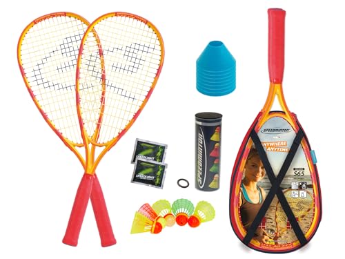 Speedminton S600 Set - Original Speed Badminton/Crossminton Starter Set inkl. 2 Schläger, 3 Speeder,