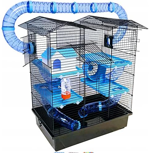 Super Hamsterkäfig, Nagerkäfig, Mäusekäfig, Hamsterburg Käfig CH2 Plus blau Gratis Futternapf …