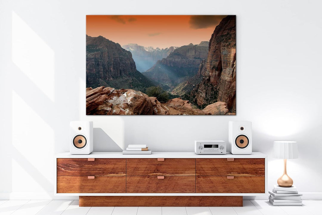 deyoli atemberaubender Zion-Nationalpark im Format: 80x60 als Leinwandbild, Motiv fertig gerahmt auf