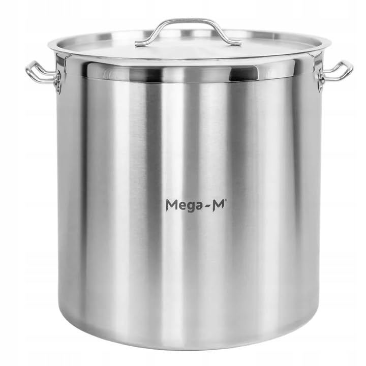 Mega-M Kochtopf GROSSE Induktion aus Edelstahl AISI 443 mit DECKEL PRO Küche Keramik, Elektro, Gas,