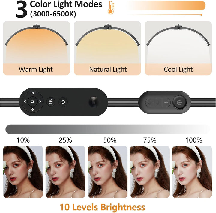 Halbmond Lampe Kosmetiklampe, 70CM Wimpern Lampe für Wimpernverlängerungen/Nägel mit Telefonhalter -