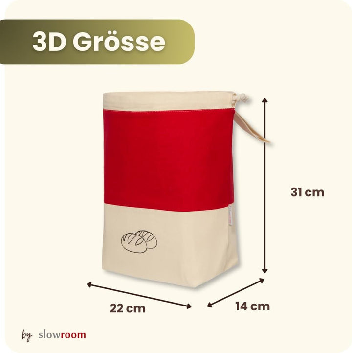 slowroom Brotbeutel zur Brotaufbewahrung und Frischhalten 3 in 1 - Brotkorb Stoff - Brottasche aus B